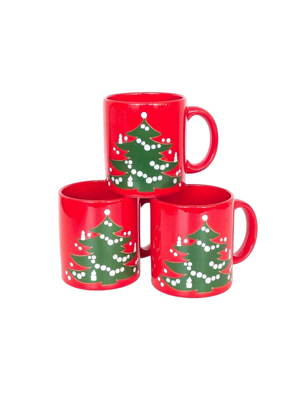 Vintage Waechtersbach Red Christmas Tree Coffee Mugs